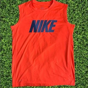 Boys Orange Nike Logo Muscle Tee